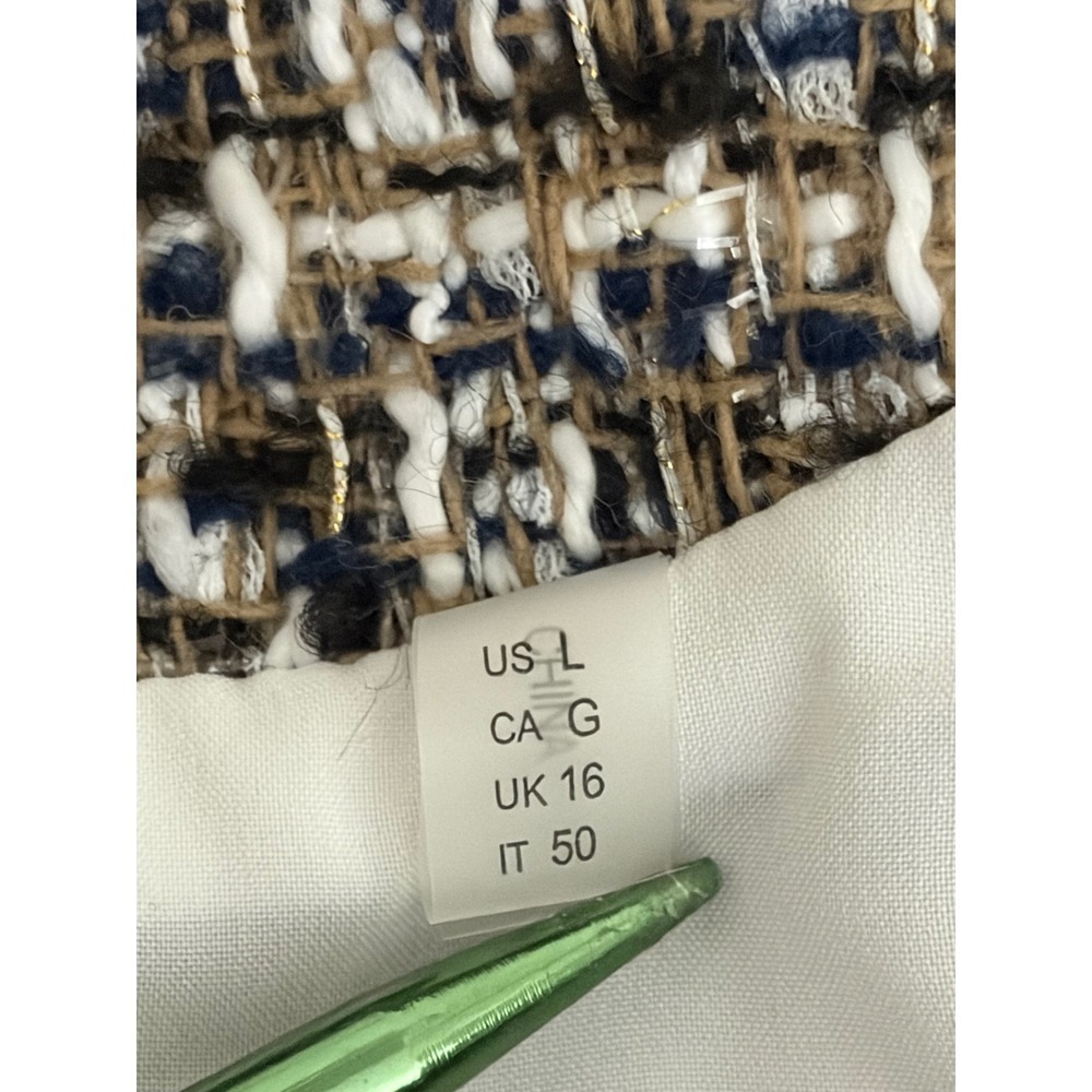 Elie Tahari Tweed Jacket Braided Trim Gold Crest Buttons Blazer L - Picture 9 of 15